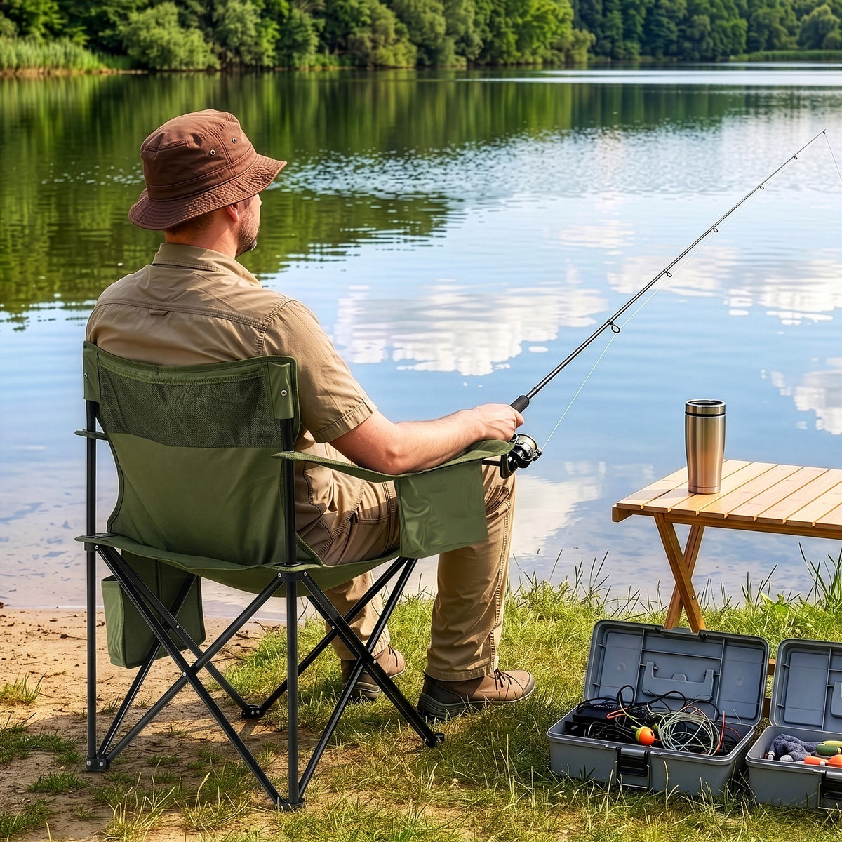 Heavy Duty Portable Camping Chair with Foldable Design for Indoor Outdoor Use