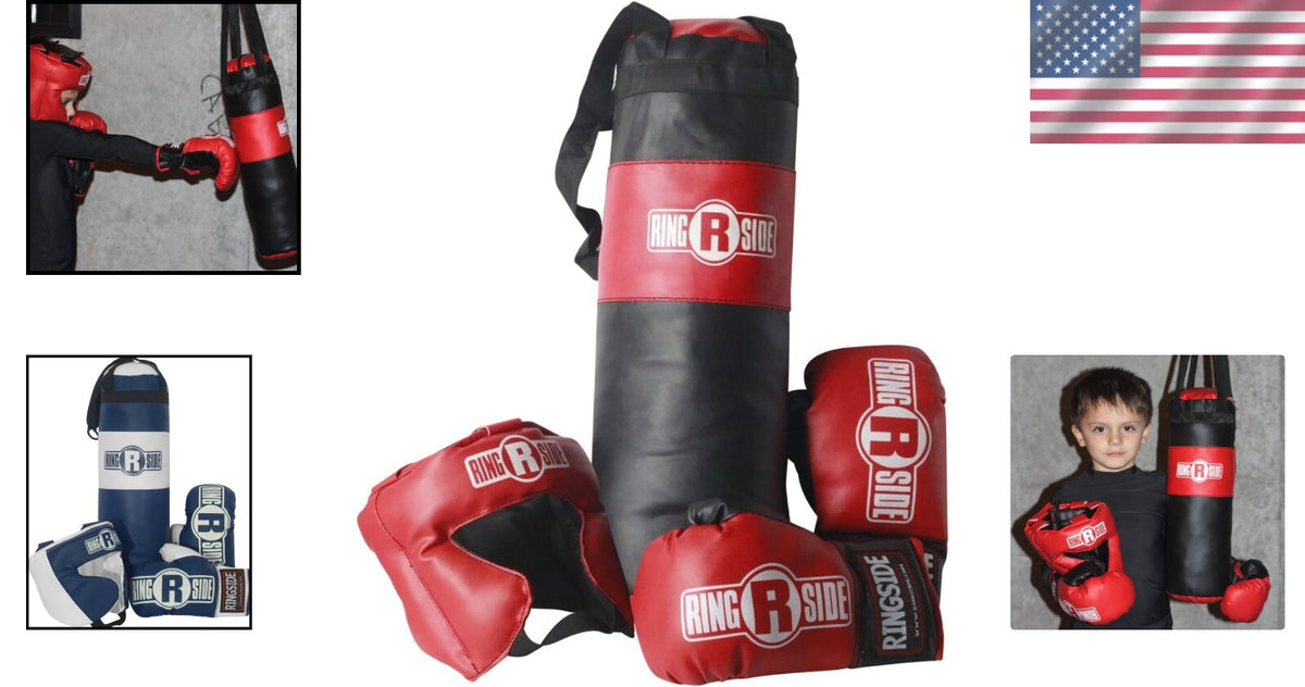 Kids Boxing Training Set with Gloves Headgear & Heavy Bag - Ages 2-5
