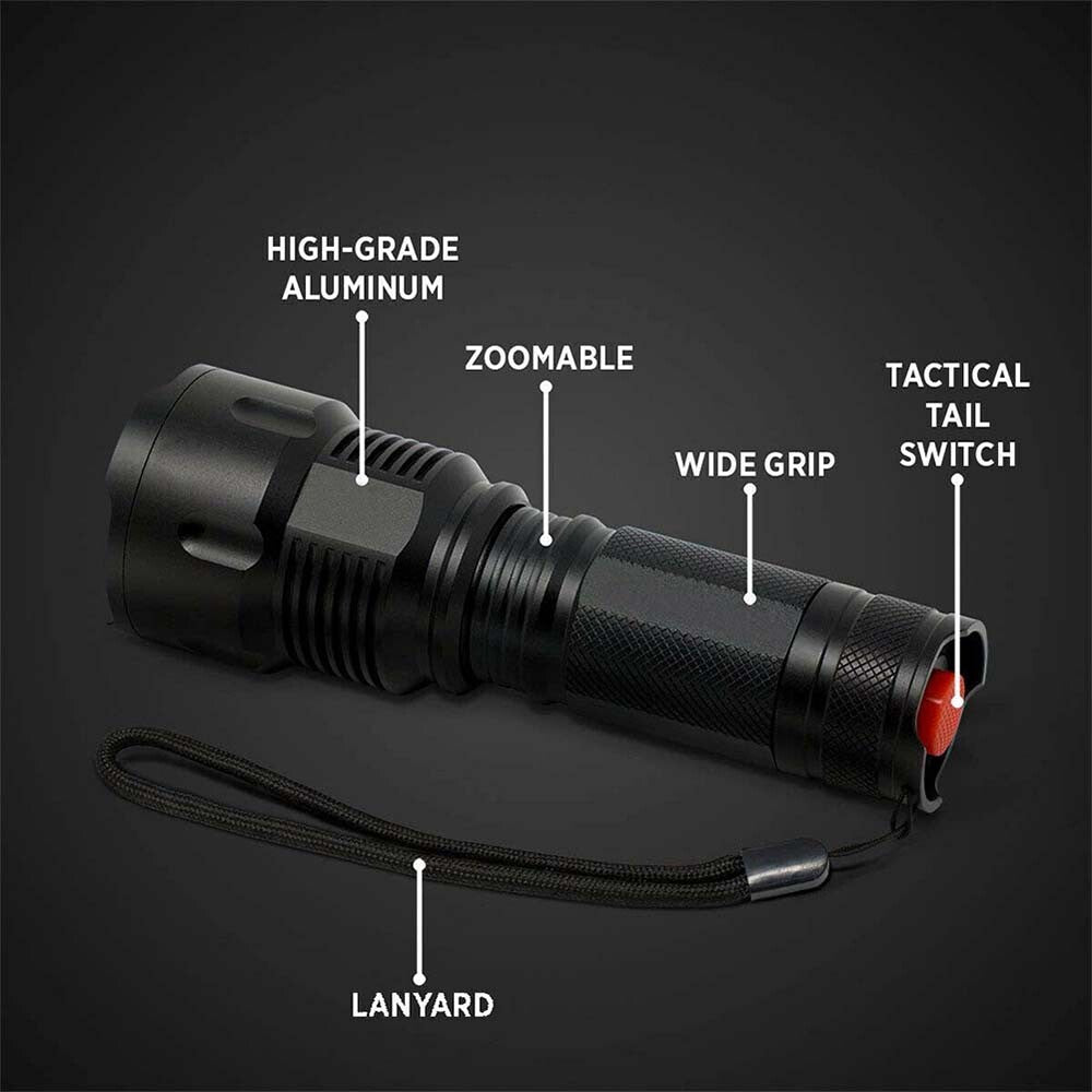 High Power Adjustable Focus LED Flashlight Torch 26650 3 Modes Waterproof