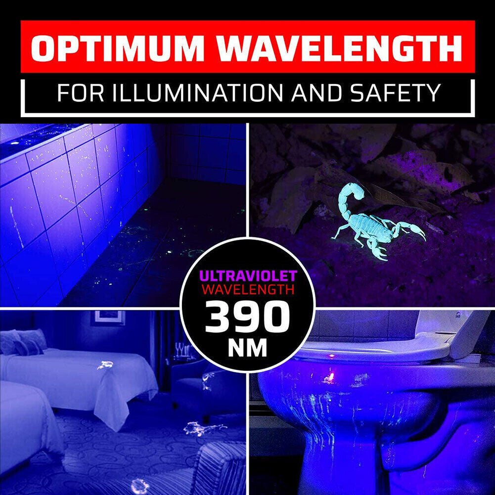 UV Blacklight Flashlight 395nm Handheld Inspection Torch - 2 Pack