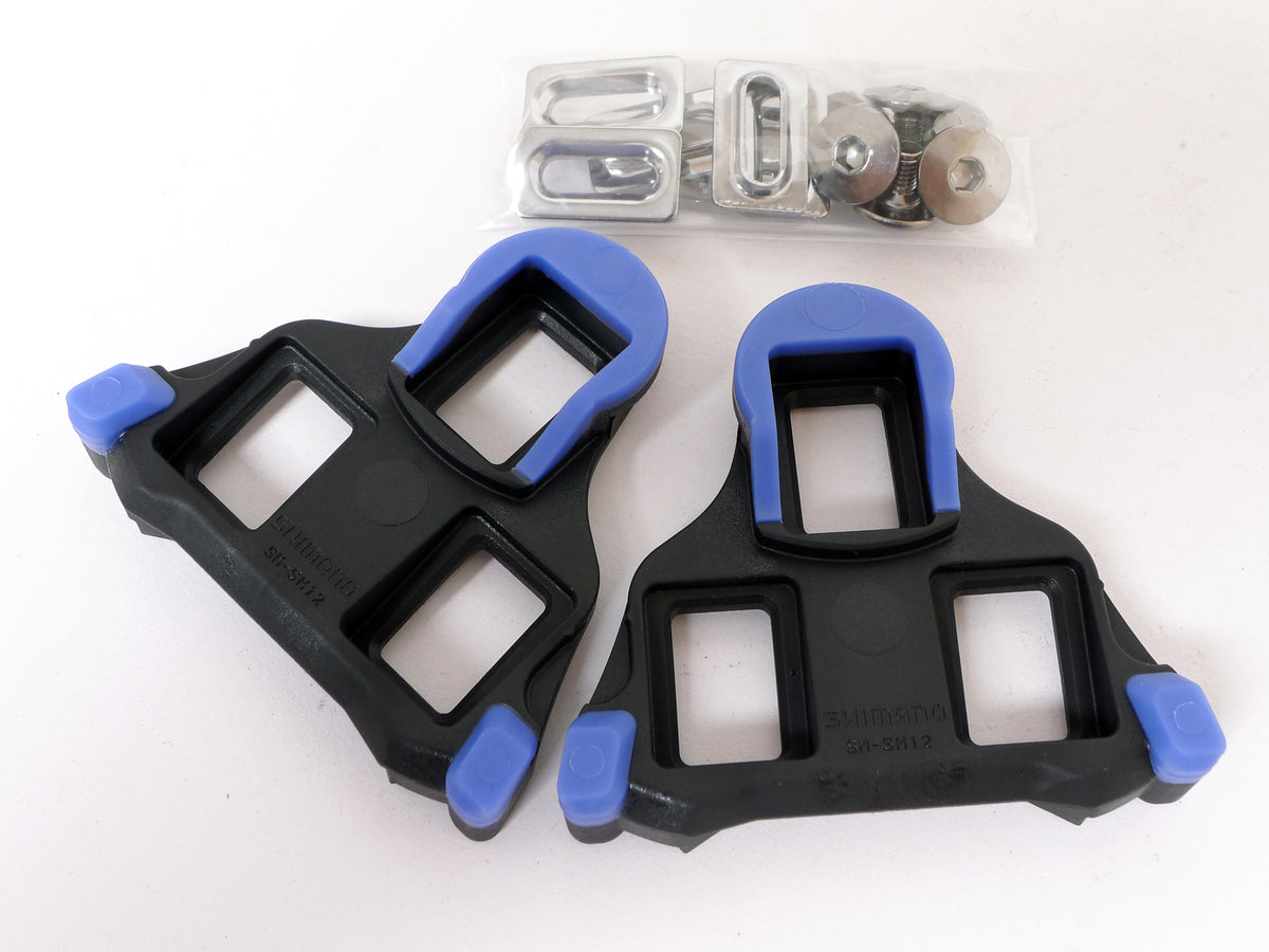 Road Bike Pedals and Cleats Set - Shimano SPD-SL 2° Float Blue & Black