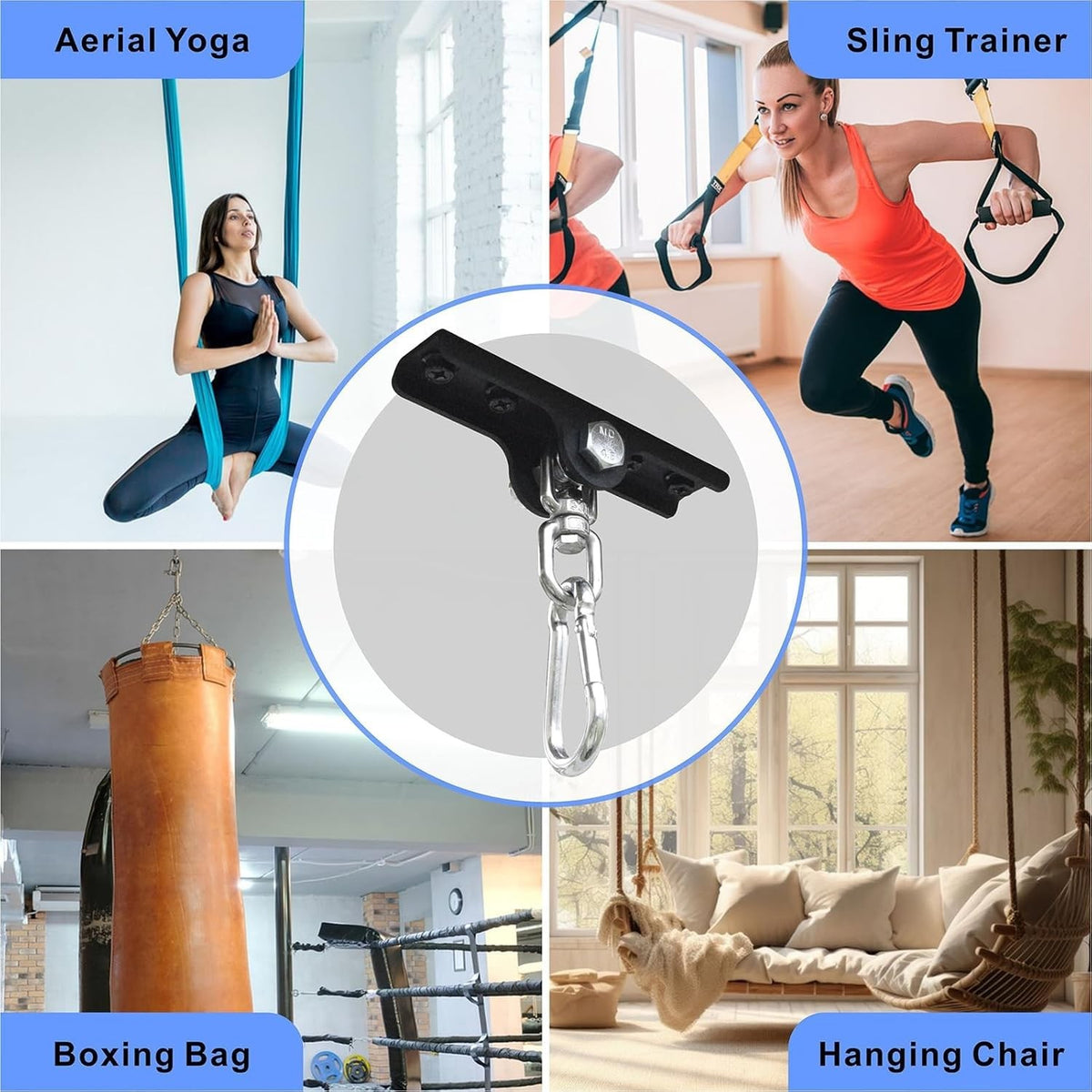 Heavy Bag Ceiling Mount Hanger for Boxing & Martial Arts - Matte Black