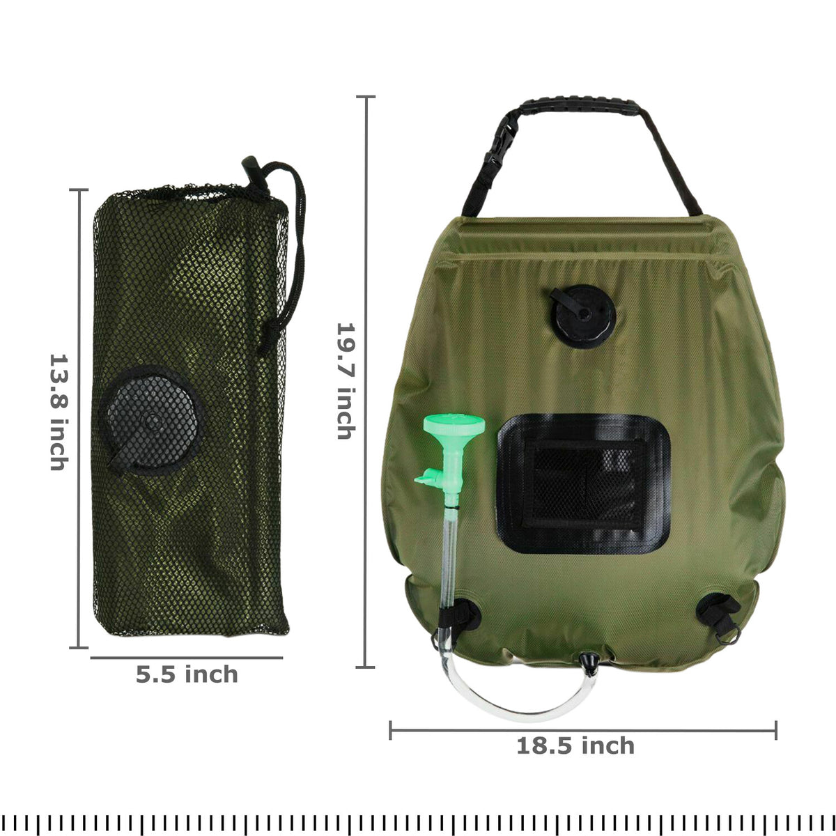 20L Portable Solar Heated Camping Shower Bag with Temperature Display