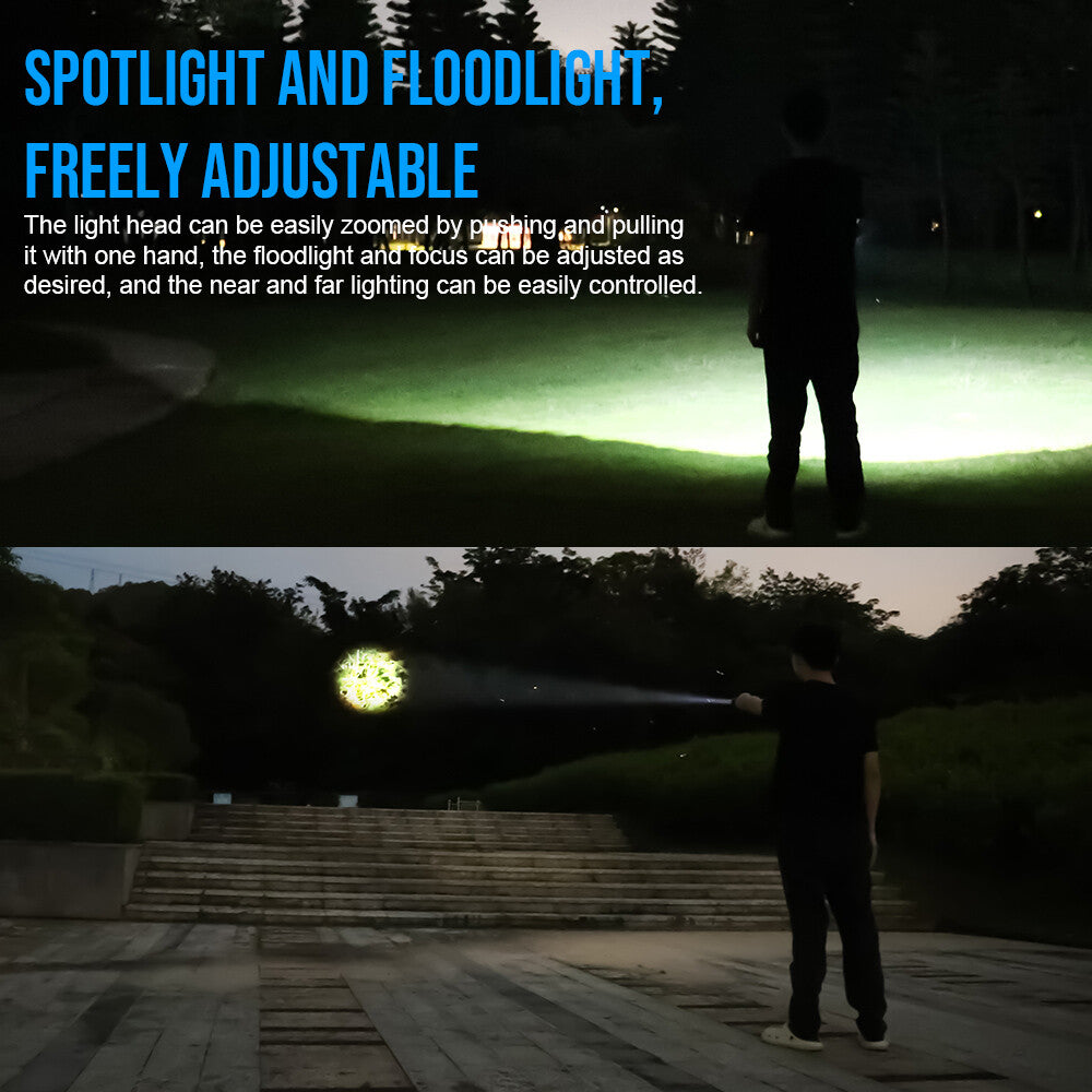 Rechargeable LED Torch with Zoom, 1500 Lumens, 550M Range, Magnet, Compact