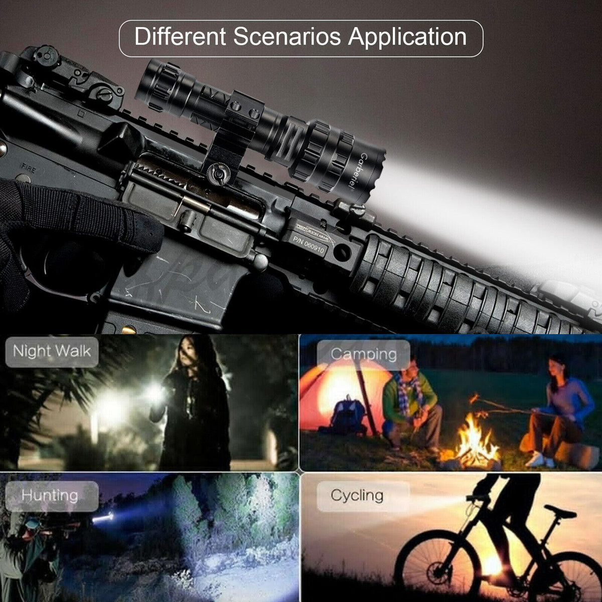 High Power Tactical LED Flashlight with Rechargeable Battery, IP6 Waterproof