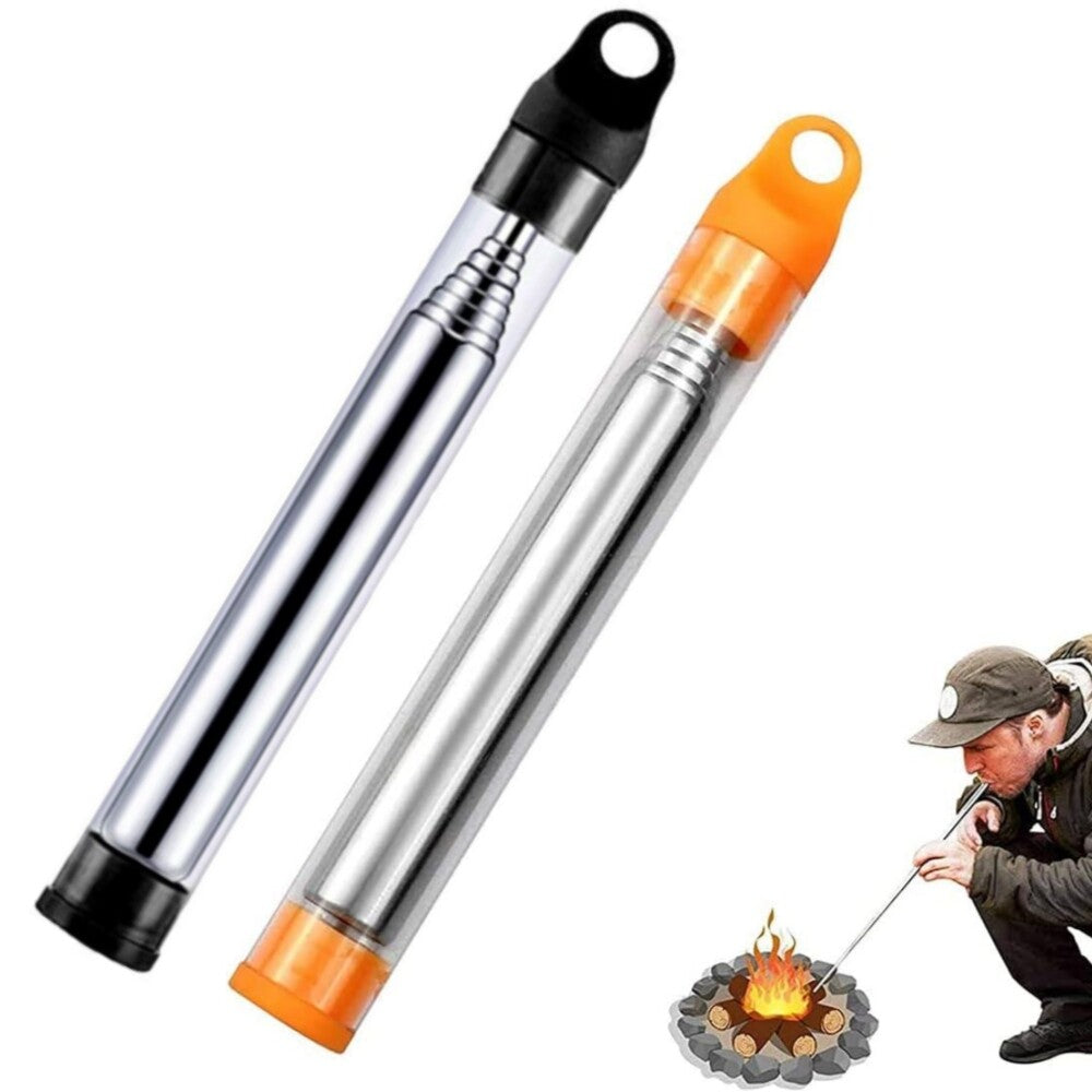 Stainless Steel Telescopic Fire Blower Tube for Camping and Fire Starting