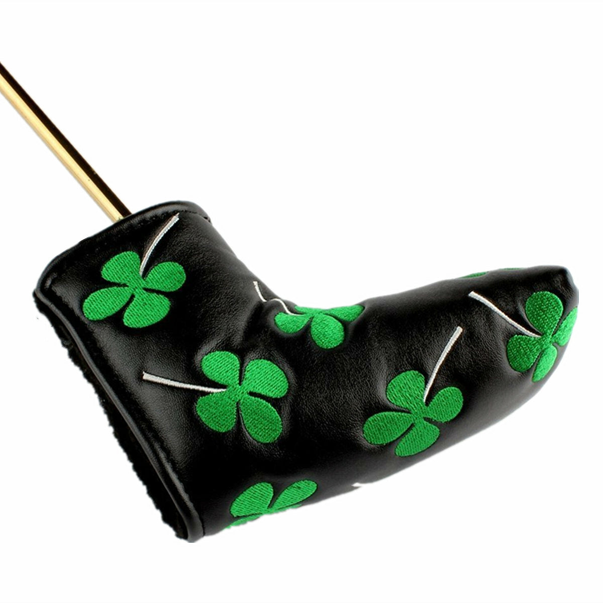 Lucky Clover Leather Putter Head Cover for Blade Golf Clubs - Black