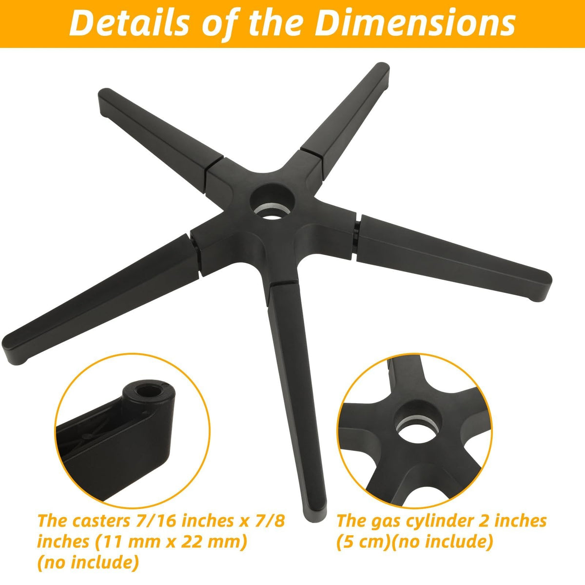 Heavy Duty Office Chair Base Replacement Parts 2500 Lb Capacity 28 Inch
