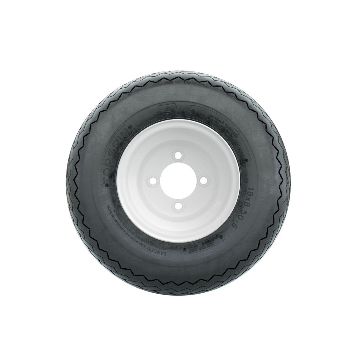 Golf Cart Wheel and Tire Assembly - 8 Inch White Steel, Universal Fit