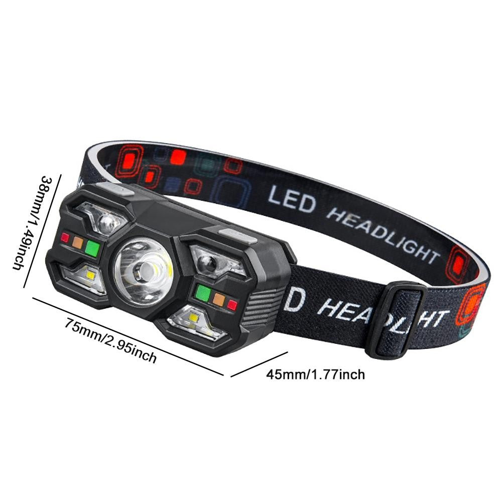 Rechargeable LED Headlamp with Motion Sensor Waterproof Headlight Outdoor