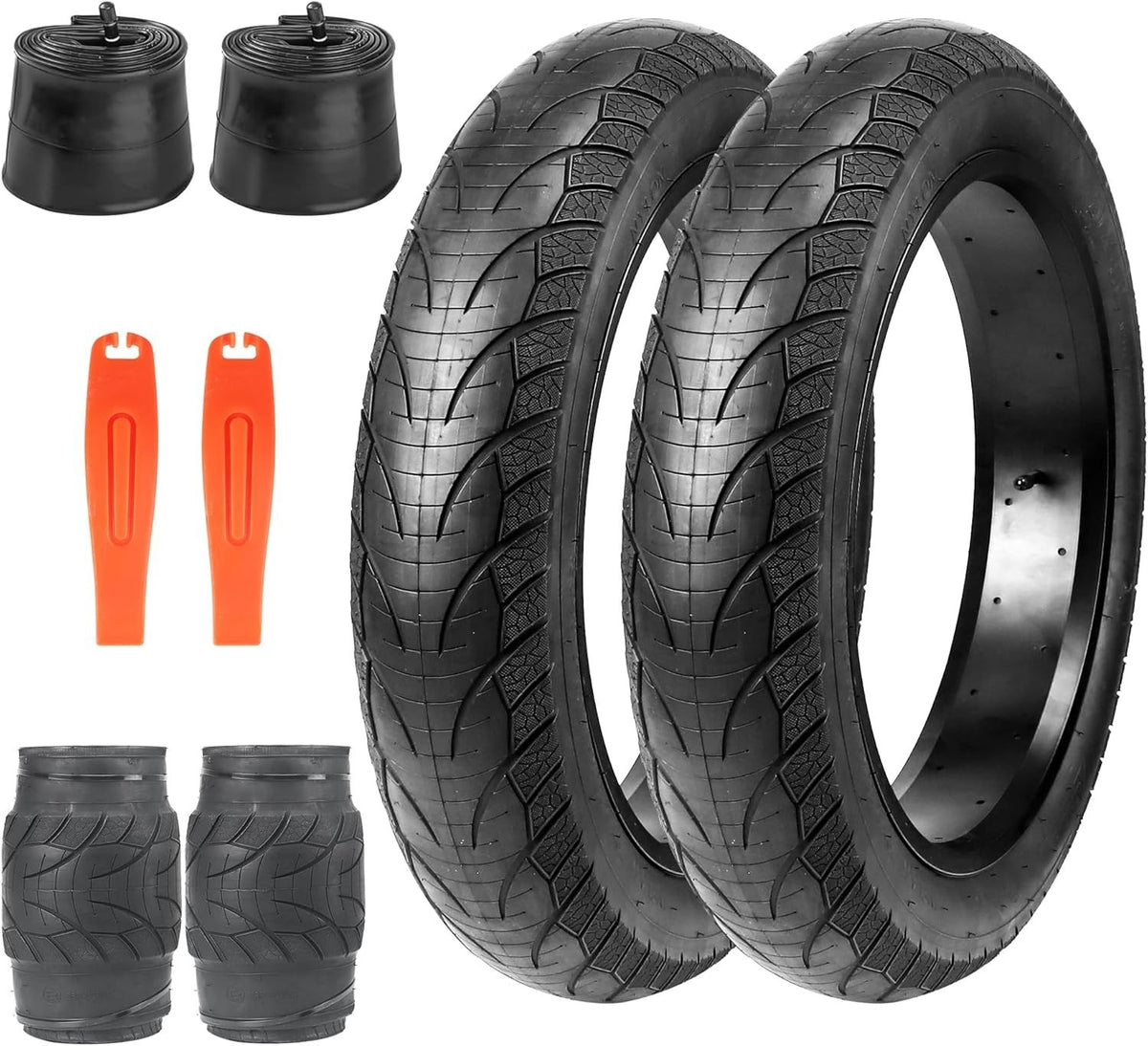 20x4.0 Fat Bike Tires with 2 Inner Tubes - Durable Electric Mountain Snow Bike