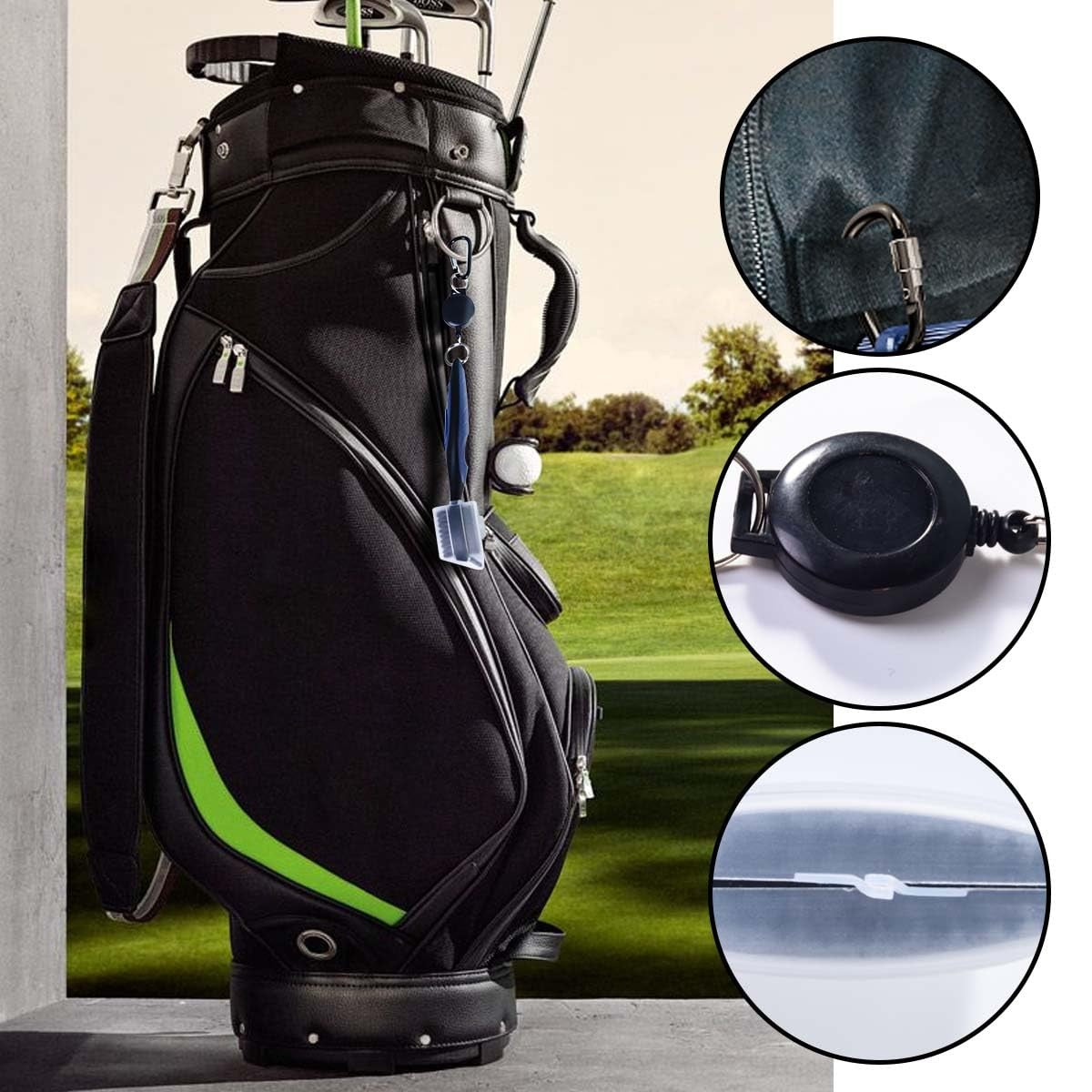 Golf Club Groove Cleaner Brush Set with Retractable Zip-Line - 2 Pack
