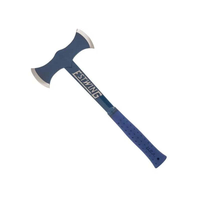 Double Bit Axe - Black Eagle Blue Vinyl Grip, 17-Inch Felling Tool