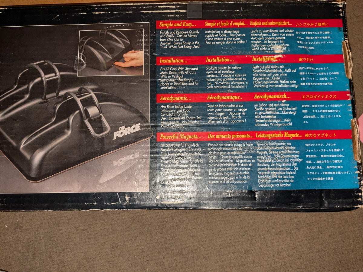 Vintage Magnetic Ski Rack Car Carrier - Fits 2 Skis, Black, New Old Stock