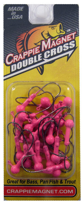 Crappie Magnet Double Cross Jig Heads Pink 1/16oz - 25 Pack