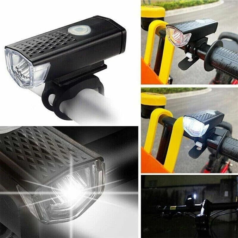 USB Rechargeable Bicycle Headlight and Tail Light Set - Super Bright, Waterproof, 360° Visibility