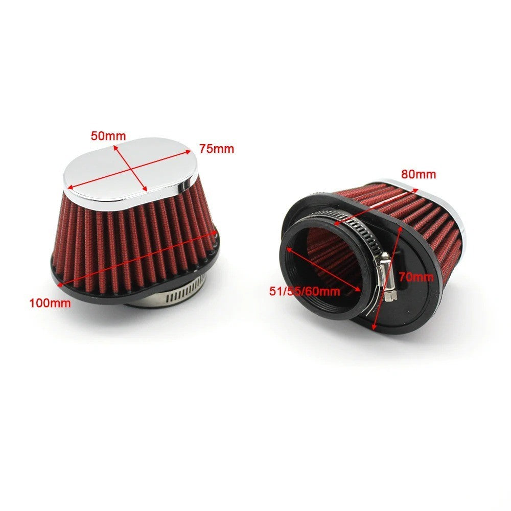 Universal Cold Air Intake Filter 51-60mm High Flow Washable Motorcycle Air Filter