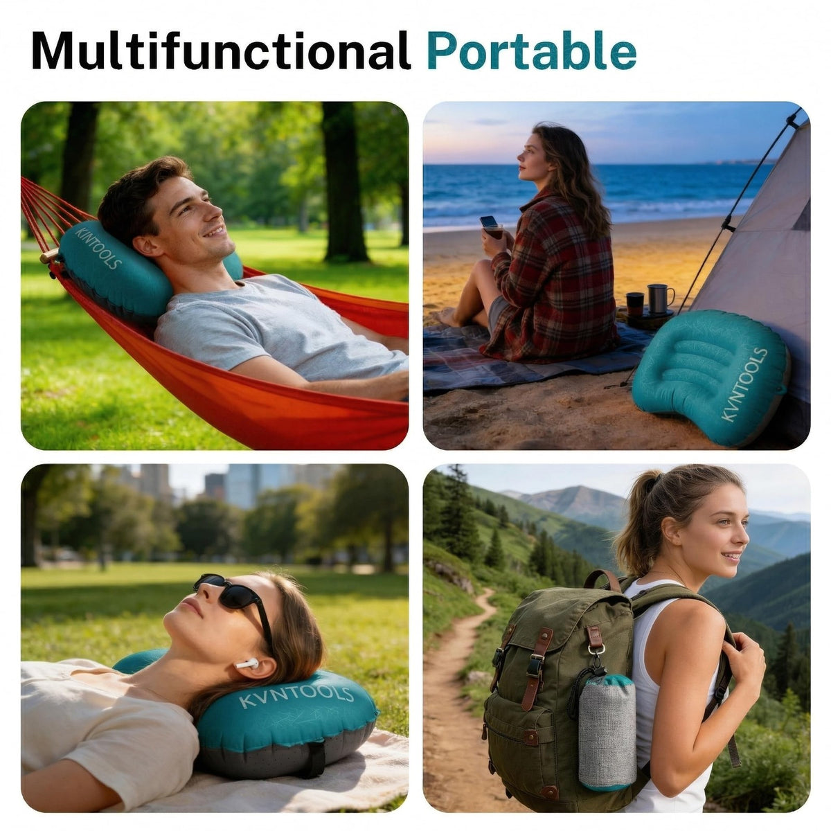 Ultralight Inflatable Camping Pillow with Neck Support - Compact Waterproof