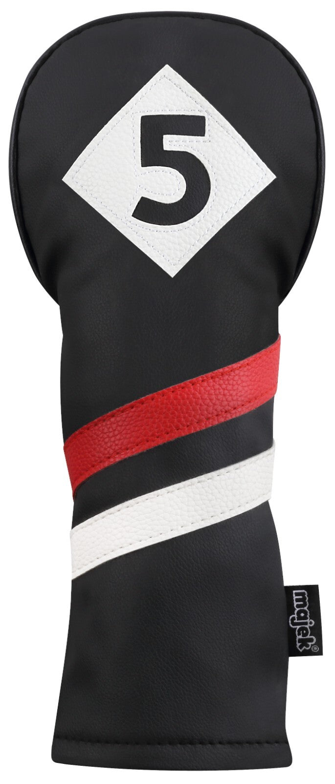 Golf Headcover for Hybrids and Fairway Woods - Vintage Leather Style, Black Red White