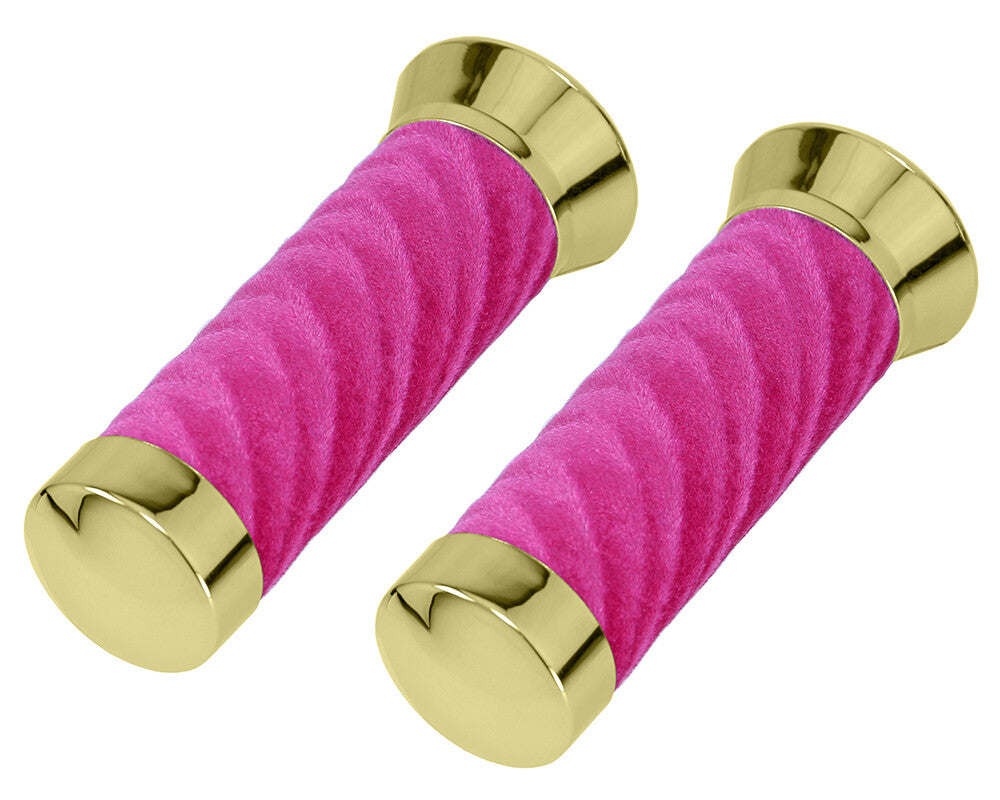 Lowrider Velour Handlebar Grips with Chrome or Gold Caps for Custom Bikes