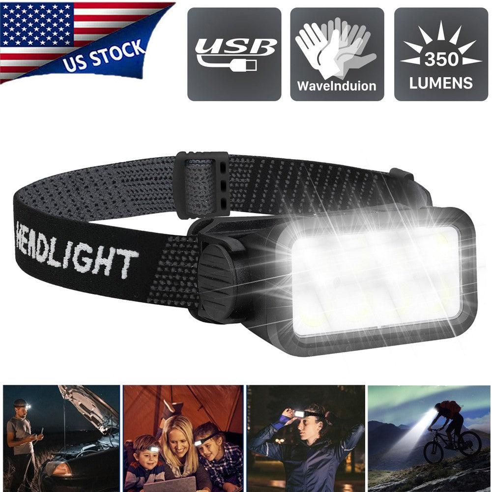 Rechargeable COB LED Headlamp with USB Headlight & Work Light
