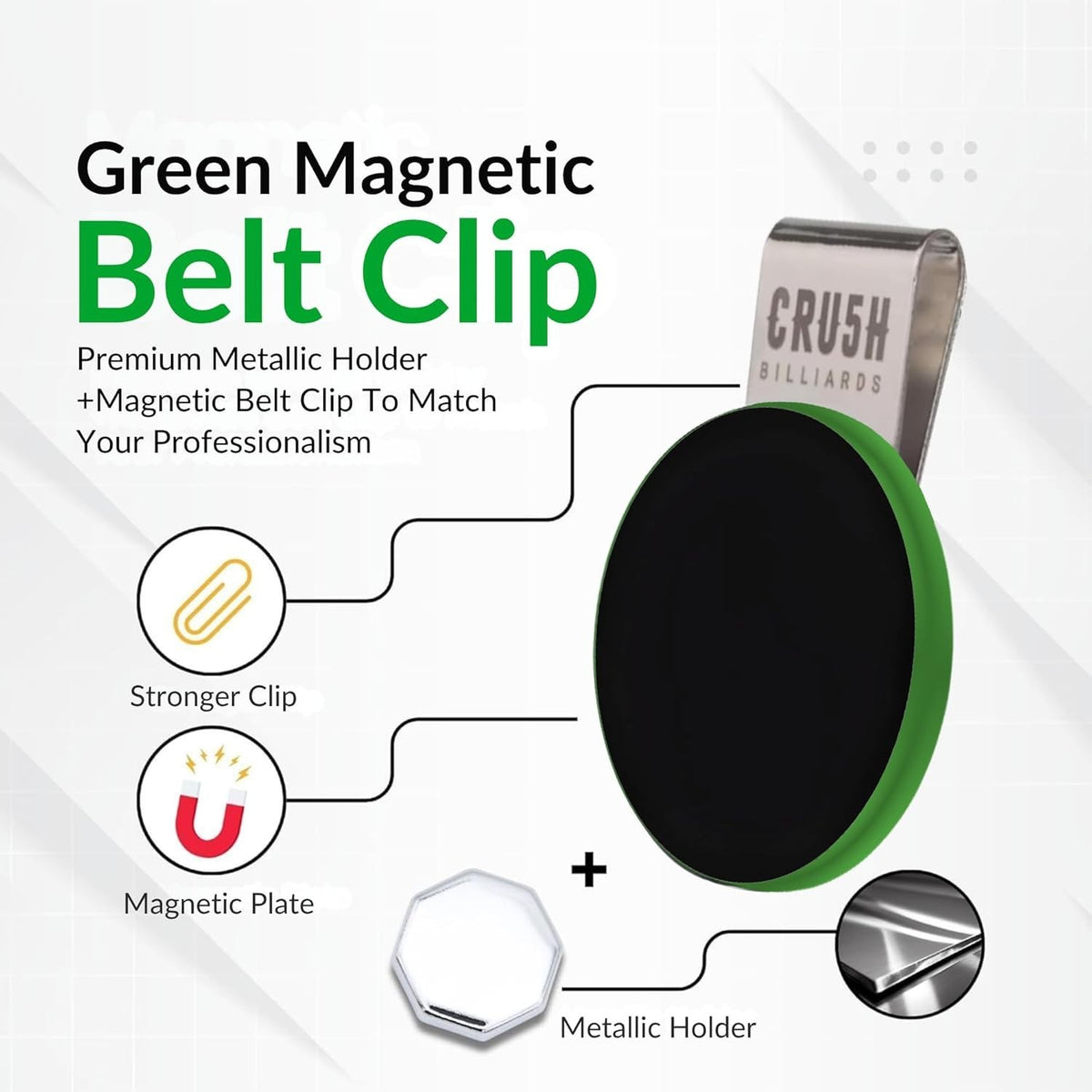 Ultra-Grip Magnetic Chalk Holder Clip Belt Clip for Billiards – 3-in-1, Neodymium Magnet