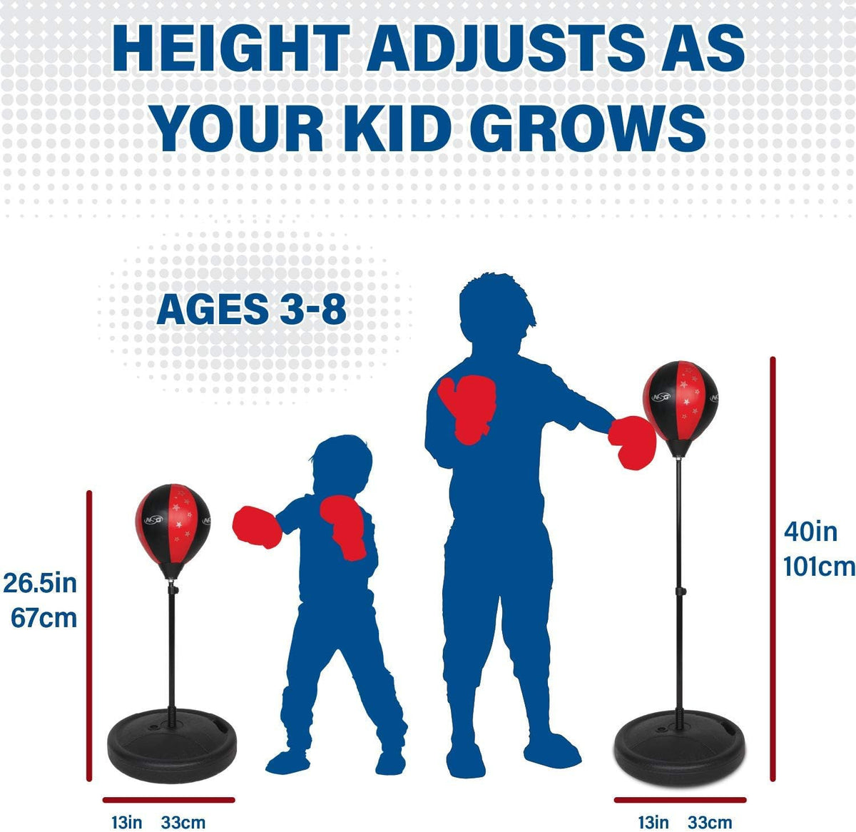 Kids Boxing Punching Bag & Gloves Set - Adjustable Freestanding Speed Bag