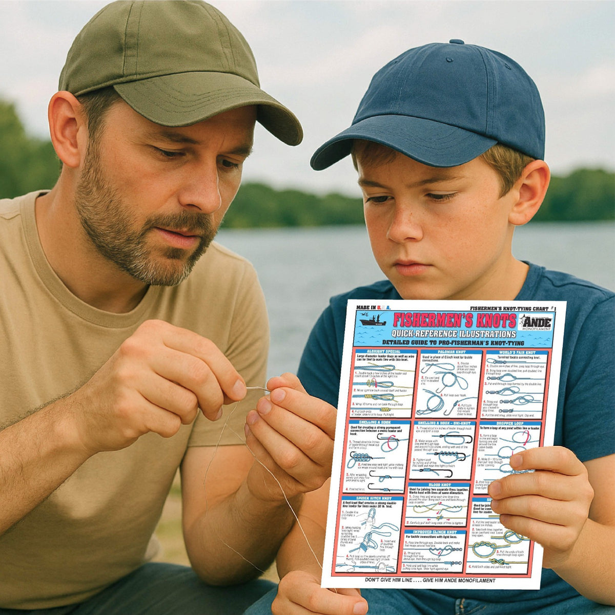 Waterproof Fishing Knot Tying Guide with 18 Easy-to-Follow Knots for Freshwater and Saltwater Angling