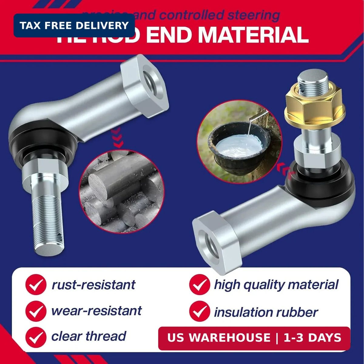 Golf Cart Tie Rod Ends Set for Club Car Precedent & Tempo 2018-UP - Durable Steering Parts