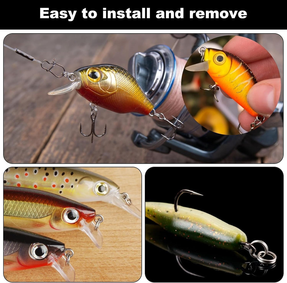 Fishing Split Rings Set 8 Sizes 300 Pcs for Lures Hooks and Tackle