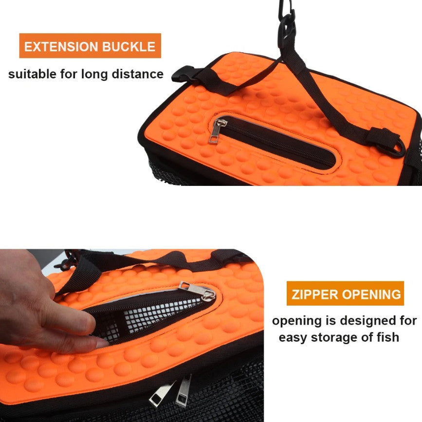 Foldable Floating Fish Basket for Bait and Catch - Portable Mesh Storage