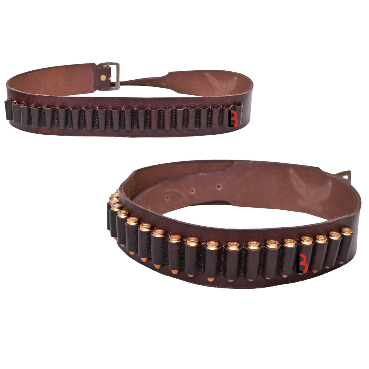 Cowhide Leather Adjustable Bandolier Cartridge Belt for 9MM and 38SPL