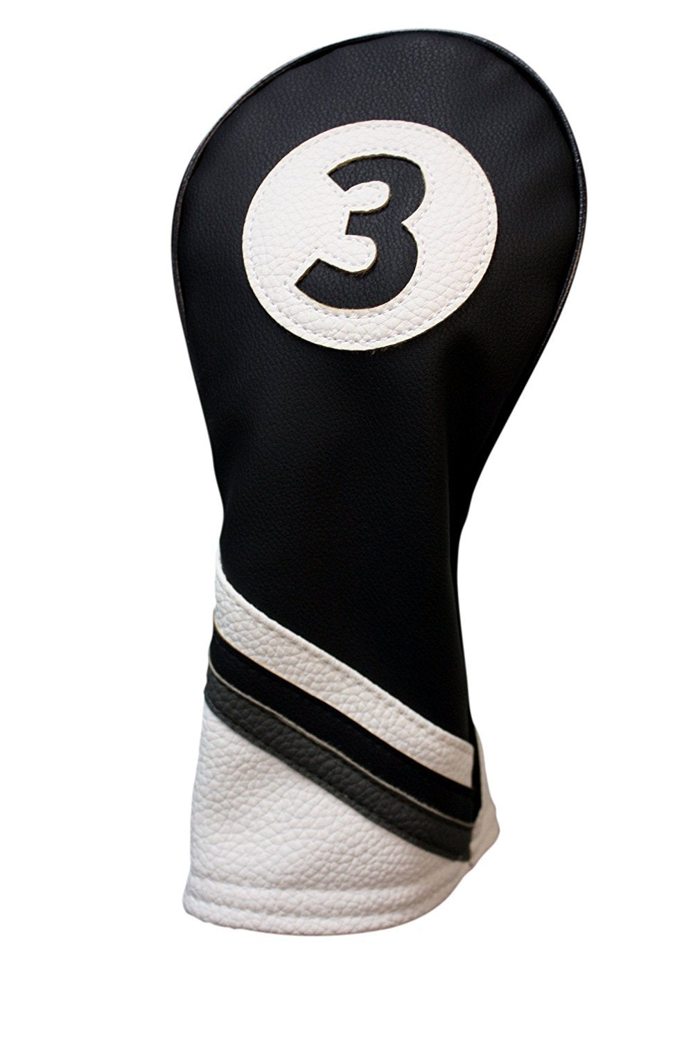 Golf Headcover Set for Driver and Fairway Woods - Black & White Leather Style