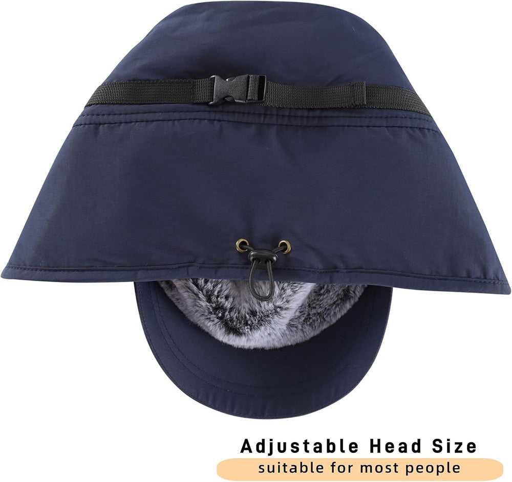 Men's Winter Hat with Visor and Earflaps - Waterproof, Insulated, Adjustable