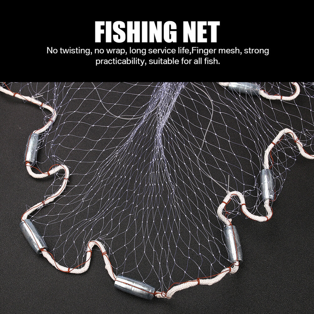 Heavy Duty Fishing Cast Net 6-16FT for Bait & Catching Fish - Durable Nylon Mesh