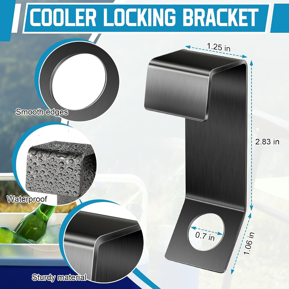 Heavy Duty Cooler Lock Bracket with Security Cable for Ice Chests and Thermal Boxes