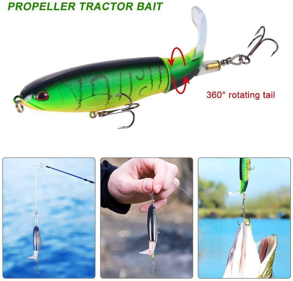 10cm Floating Topwater Fishing Lures with Rotating Tail for Bass and Saltwater