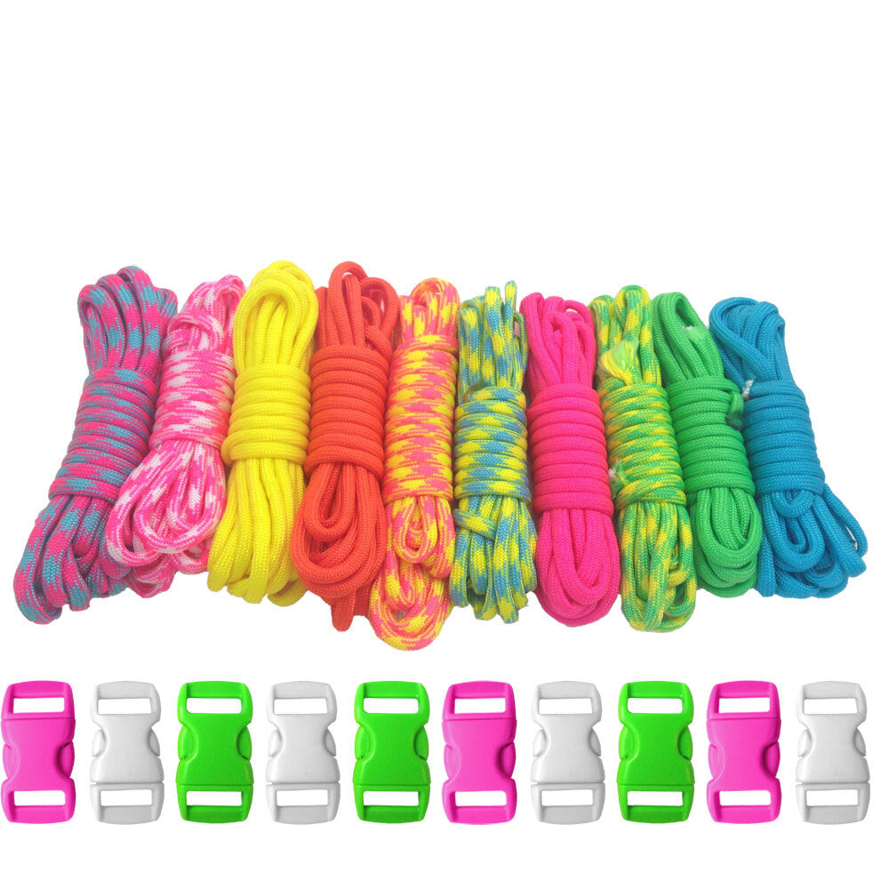 Paracord DIY Bracelet Kit with Buckles - 100 FT Paracord Crafting Set