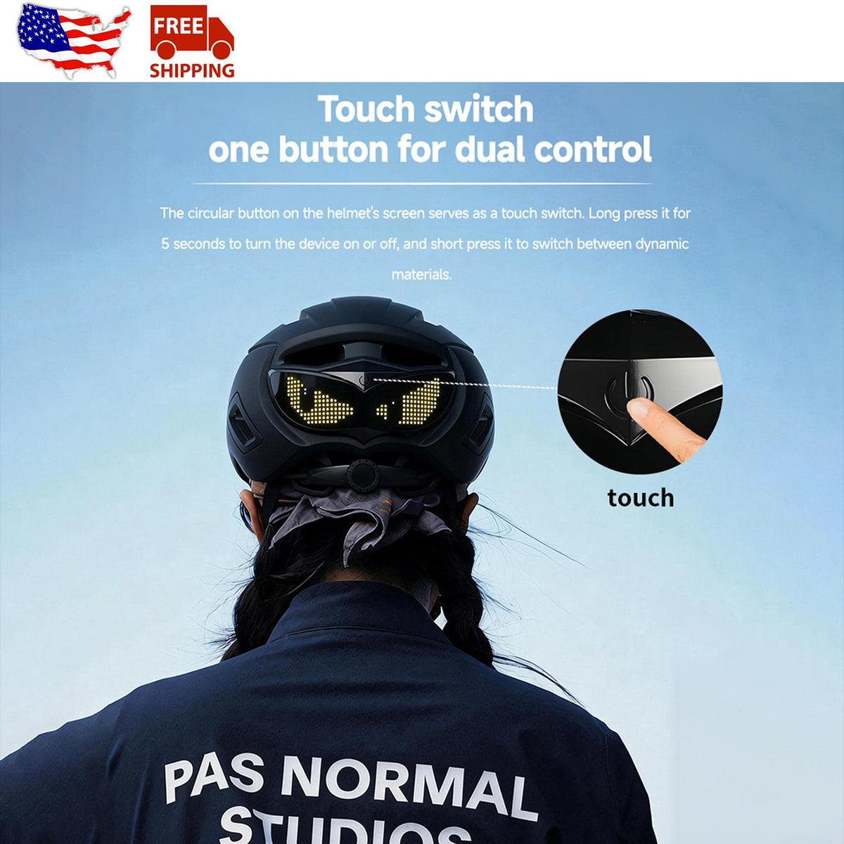LED Helmet Display with Bluetooth Control - Motorcycle & Cycling Safety Light