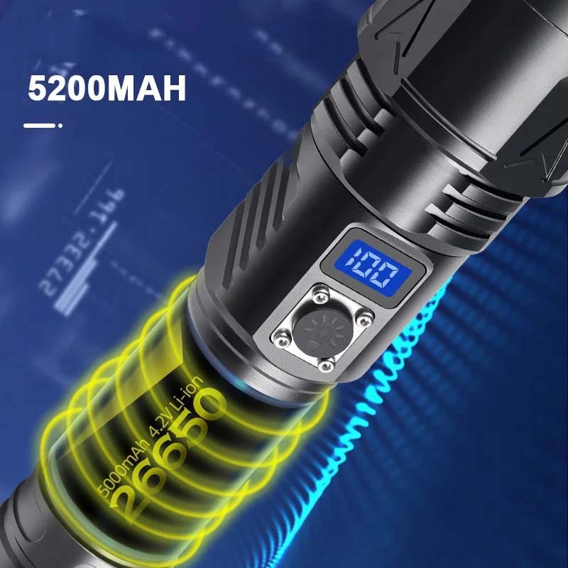 High Power Rechargeable LED Flashlight 2000000LM Waterproof 30W Tactical Torch