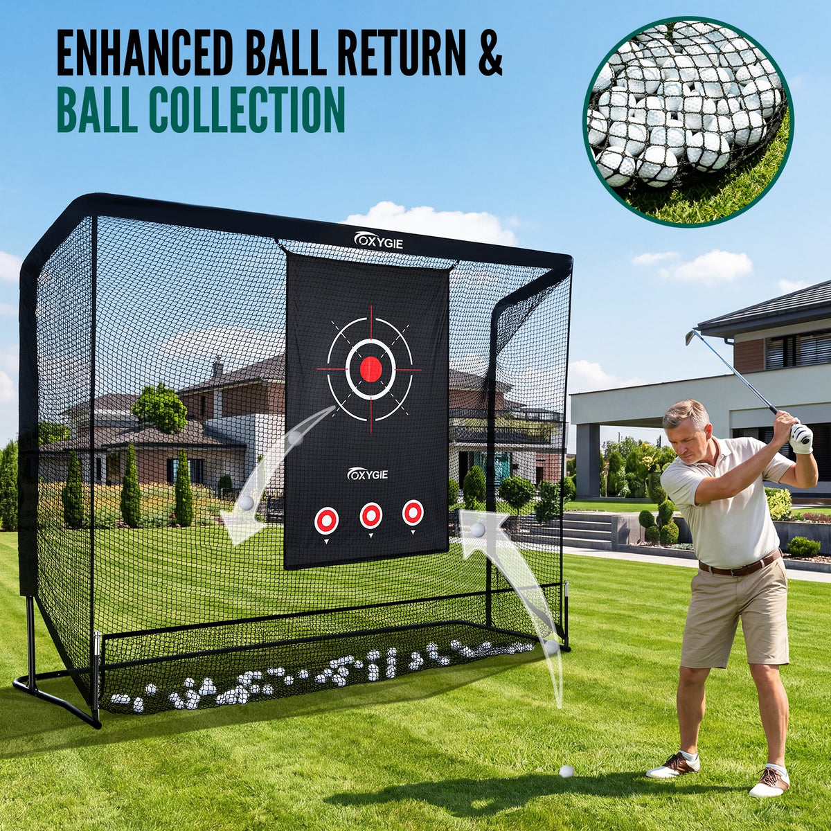 Heavy-Duty 10x7.5ft Golf Practice Net with Target Cloth & Ball Collection