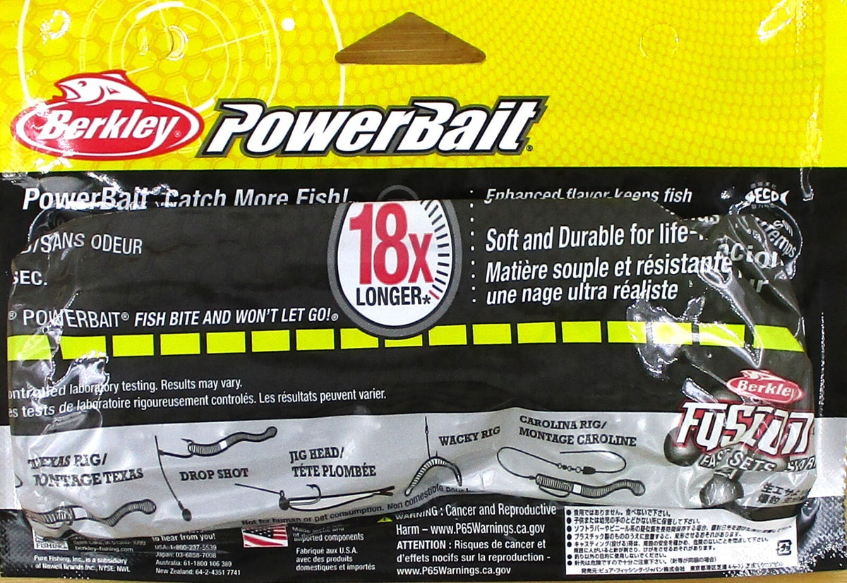 Powerbait 8.5-Inch Pumpkin Chartreuse Soft Fishing Worms – 6 Unopened Bags