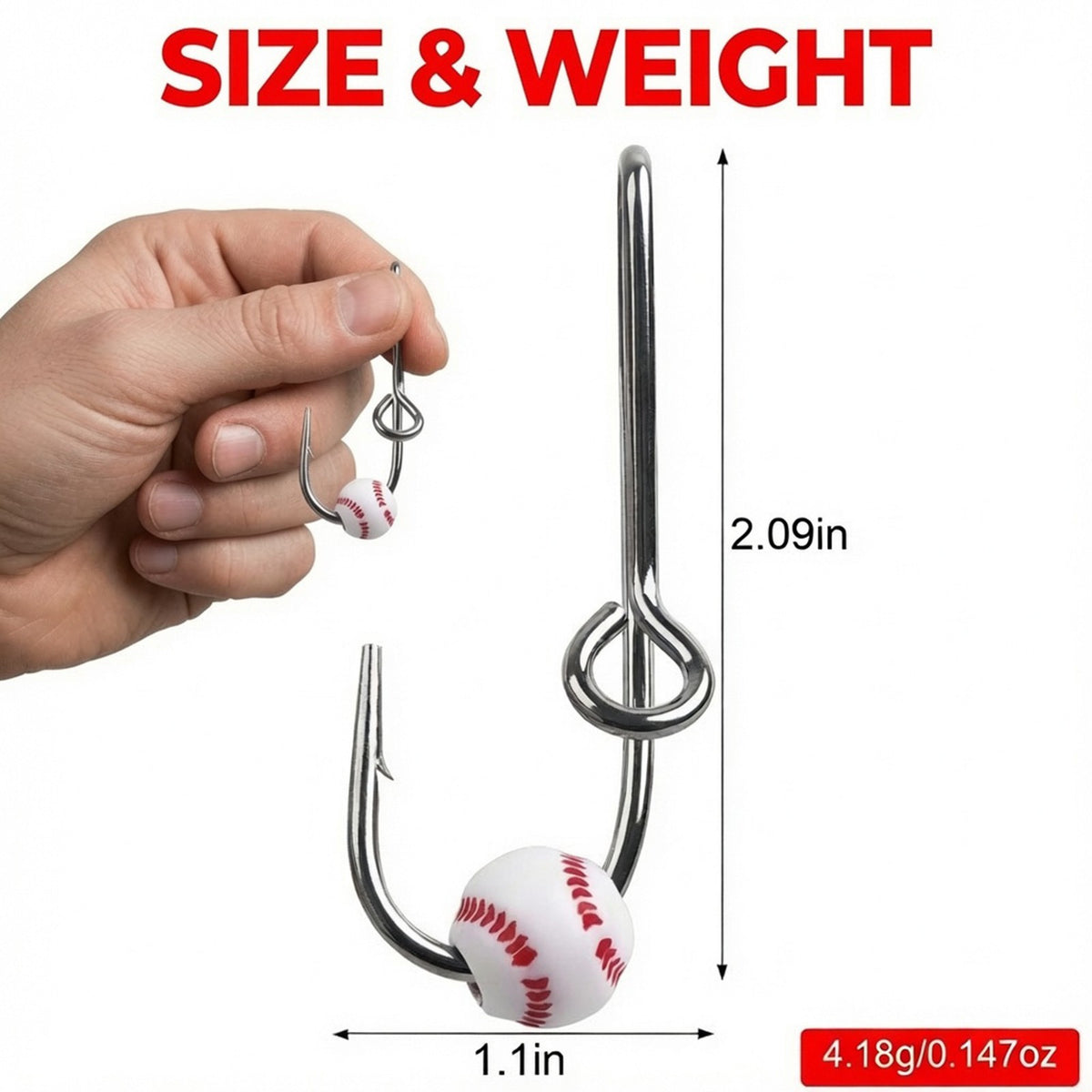 Silver Fish Hook Hat Clip Tie Clip - Durable Steel Baseball Accessory