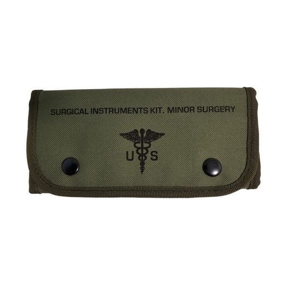 Military First Aid Kit with Green Canvas Pouch - Surgical Emergency Supply