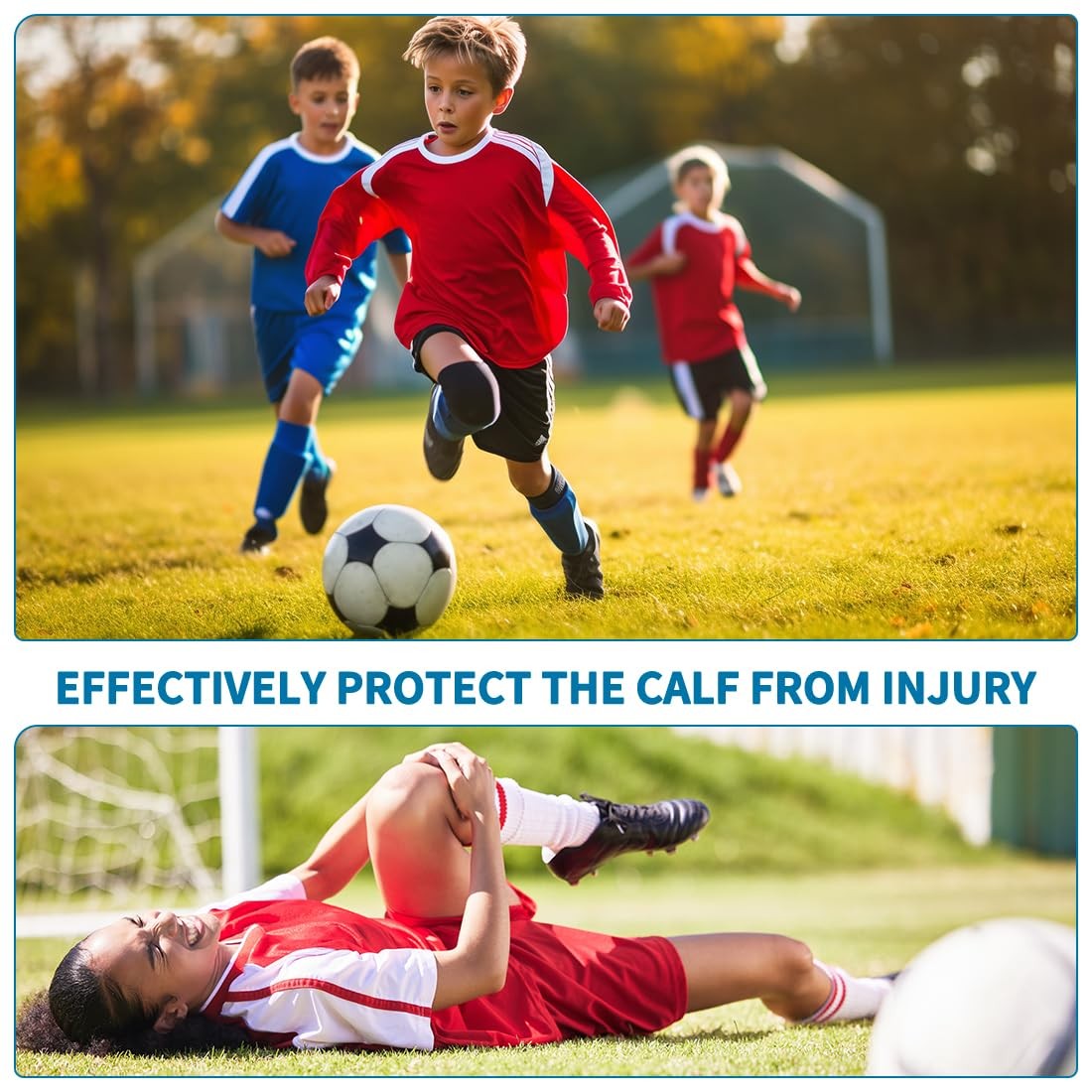 Kids Soccer Shin Guards - 2 Pairs, Lightweight & Adjustable for Youth