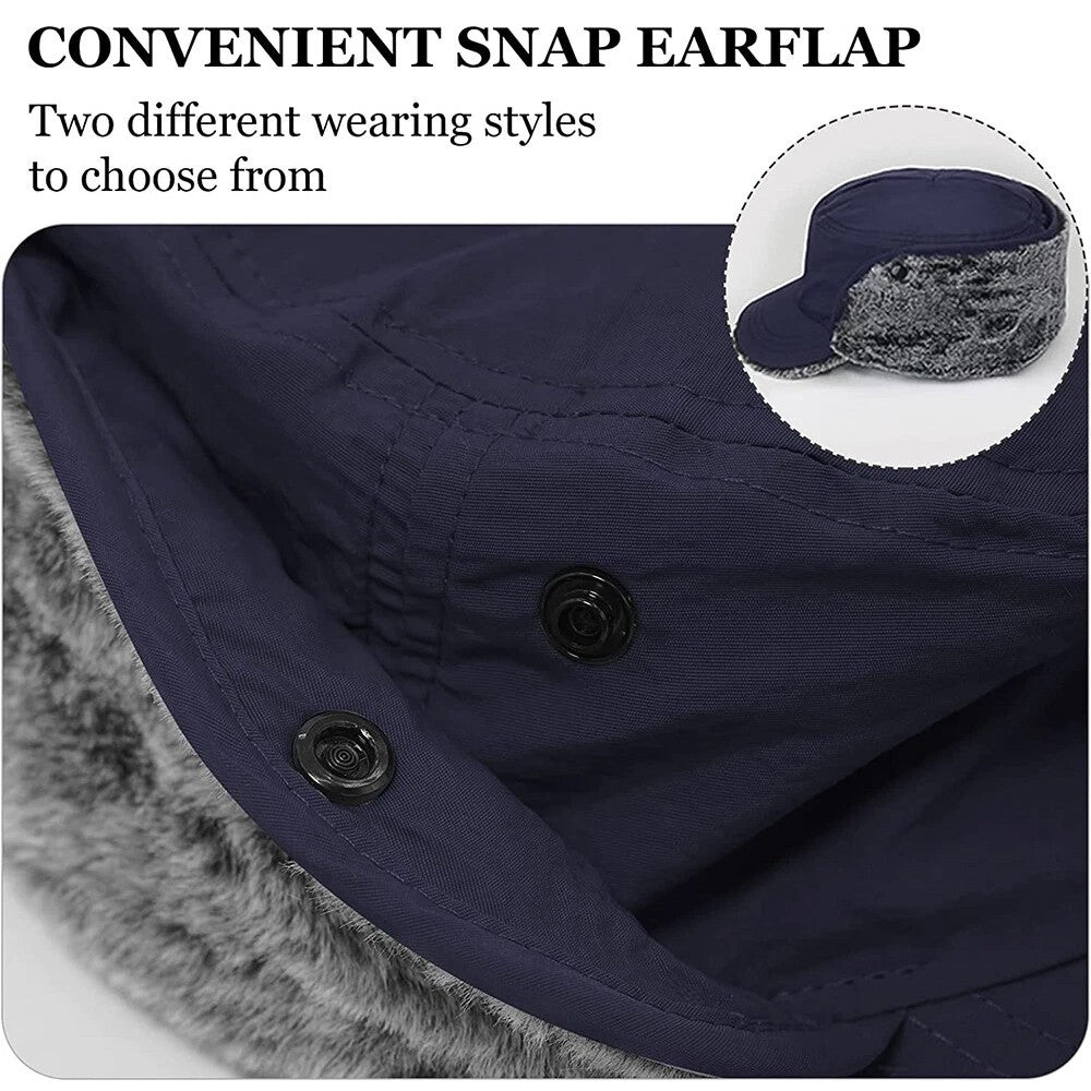 Men's Winter Hat with Visor and Earflaps - Waterproof, Insulated, Adjustable