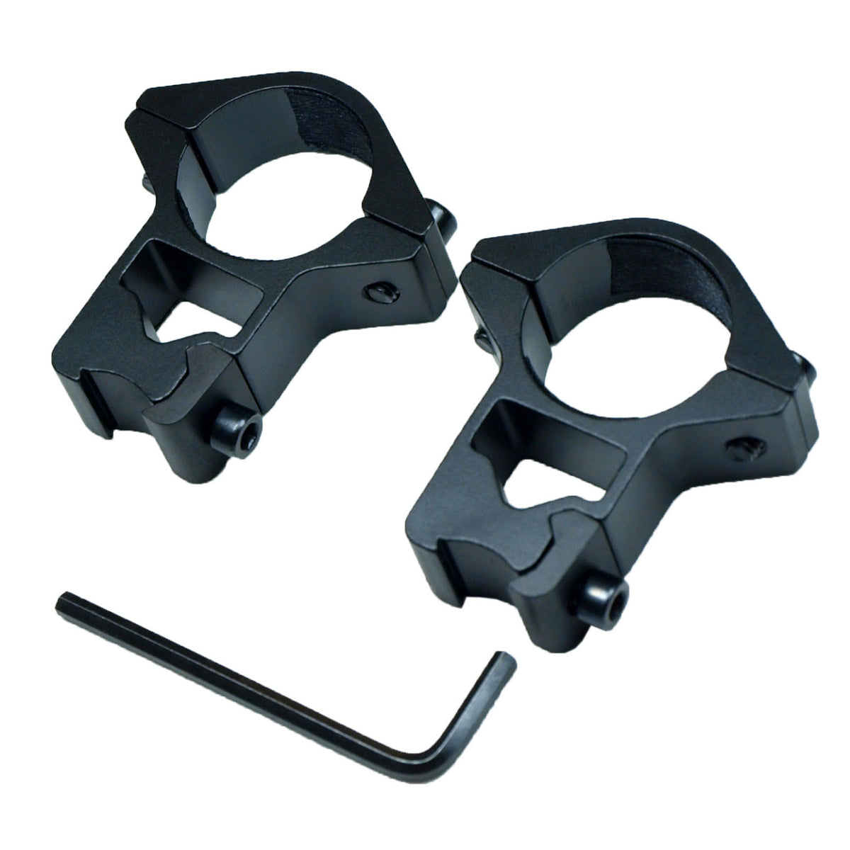 High Profile Dovetail Scope Ring Mounts - Aluminum, 1 Inch Diameter, Black