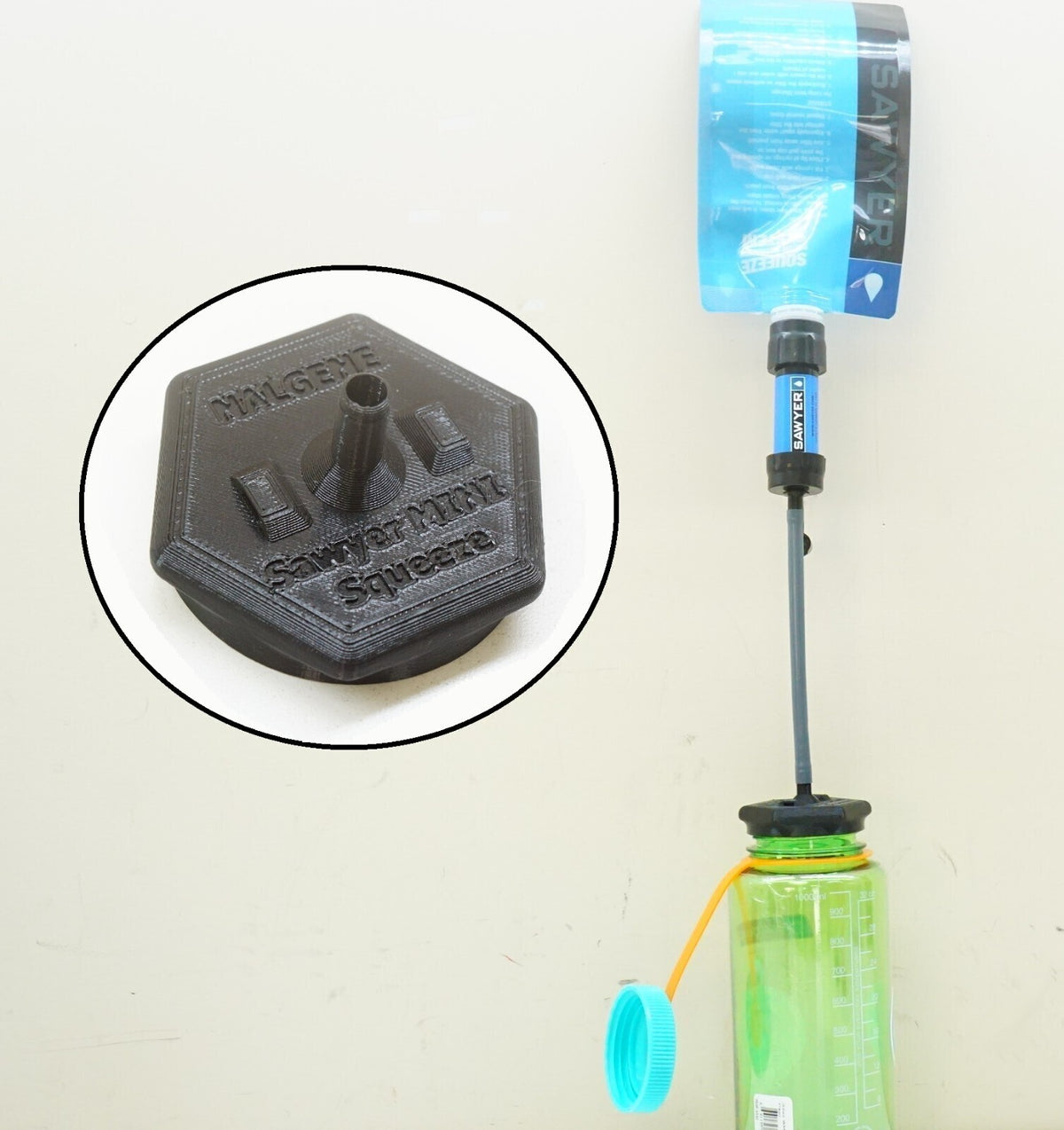 Wide Mouth Nalgene Bottle Threaded Adapter for Sawyer Mini Filter