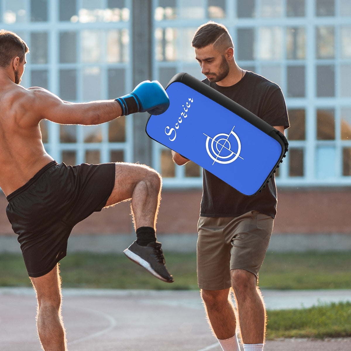 Muay Thai Kick Shield Punching Pad - Adjustable Curved Martial Arts Protection