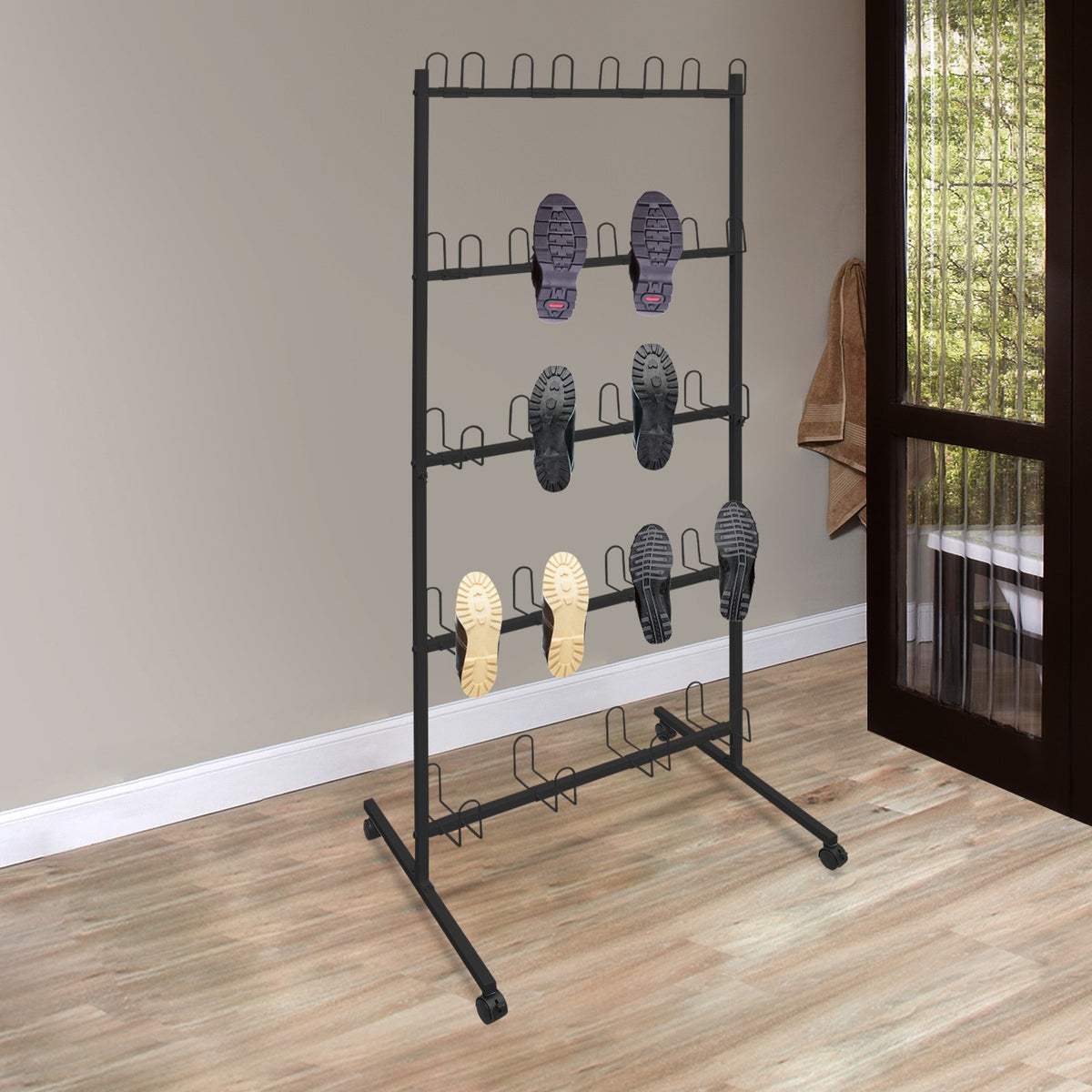 Boxing Gloves Drying Rack with Universal Wheels - Storage Stand for Gym Equipment